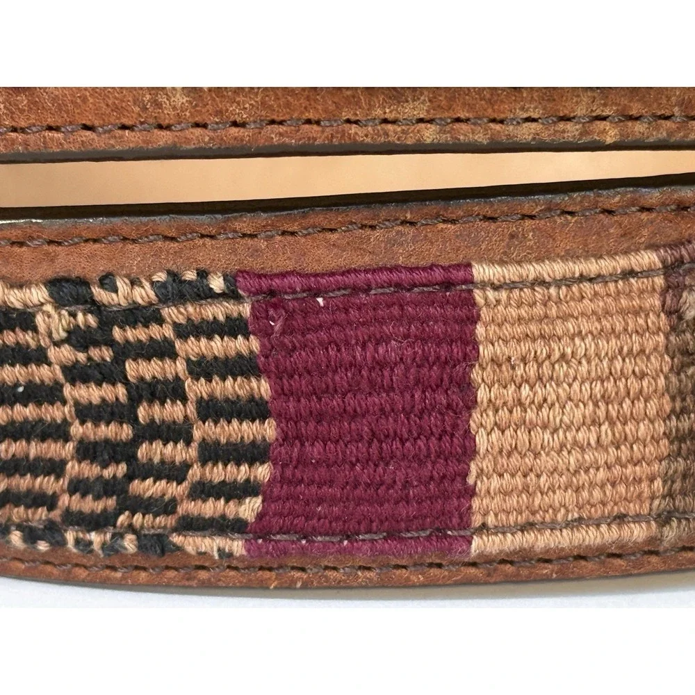 Orvis American Bison Brown Leather Belt Buffalo Nickel Sz 42 USA Southwestern